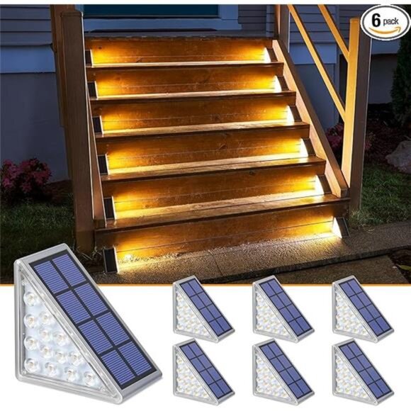 Solar Step Lights Outdoor Waterproof LED Stairs Deck Patio Yard Porch Garden 6 P - Picture 7 of 7